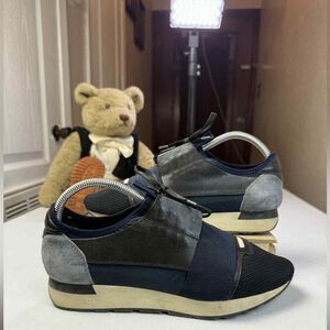 BALENCIAGA Race Runners Leather Mesh Suede Neoprene Sneaker Sz 41 / 8 US
